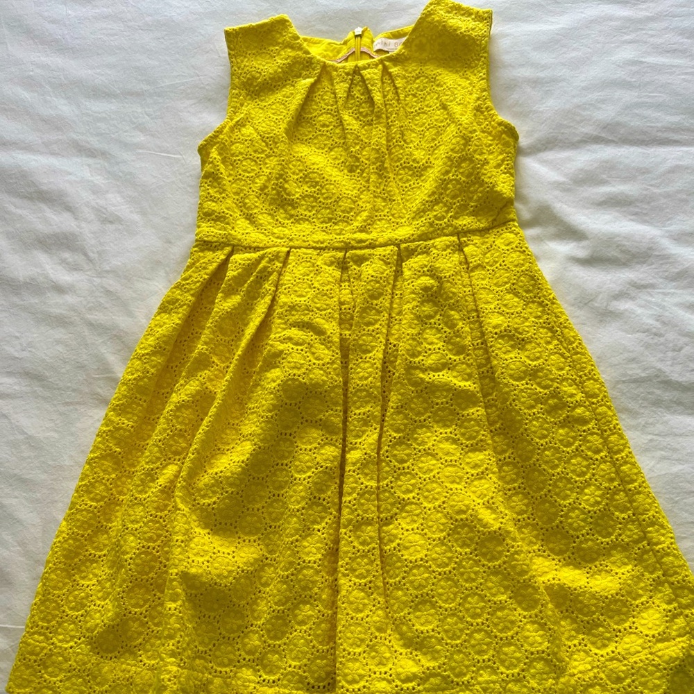 Bright Yellow lace mini Boden girls dress in size 6/7y